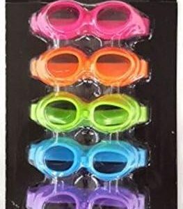 A packaged set of colorful Beer Goggles Drink Markers includes six pairs in various colors: pink, orange, yellow, green, blue, and purple. Labeled "celebrate!" at the top with an image of two beer bottles on the side, these fun beer accessories are perfect for any party.