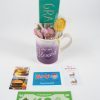 A "You are Blessed Mug Gift Basket with Free Food Certificate" includes a purple ceramic mug featuring "You are Blessed" written on it. Inside the mug, you'll find a green sign with "Grateful," a lollipop, and floral-themed socks. Surrounding the mug is a $10 Texas Roadhouse voucher, along with gift cards from Wendy's, McDonald's, and Chick-fil-A.