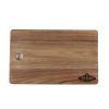 A Custom Cutting Board with a smooth finish and a rounded rectangular shape features a small hole in the upper left corner for hanging. An etched custom logo in the bottom right corner reads "TEXAS Cooking.