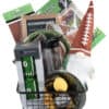 The Football Game Day Gift Basket is perfect for any fan, featuring a black wire basket filled with football-themed items that are sure to make game day even more exciting. Included in the basket are a gnome with a football-shaped hat, a scoreboard sign, a green field table runner, party bags, a water bottle, yellow mini footballs, and small football field decor.