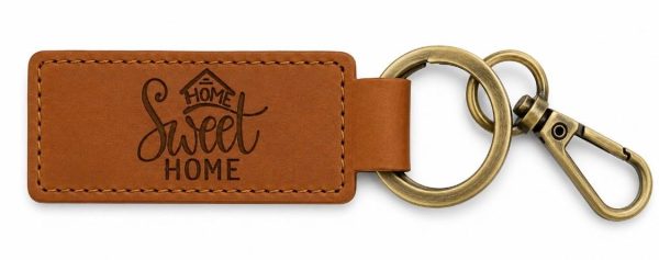 Laser engraved Home Sweet Home key chain used as a realtor housewarming closing gift.