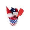 The small Patriotic Pail with red, white, and blue stars and stripes comes filled with a gnome figurine in a red hat, patriotic socks, a red exfoliating glove, a red spatula, Loop Earplugs, and even includes a free food certificate.