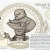 A $10 Texas Roadhouse Trade Bucks voucher featuring an illustration of "Andy Armadillo" wearing a cowboy hat. The voucher, complete with Texas Roadhouse branding, includes space for a manager's signature and date of issue—making it a perfect addition to the Adult Gambling Night Basket.