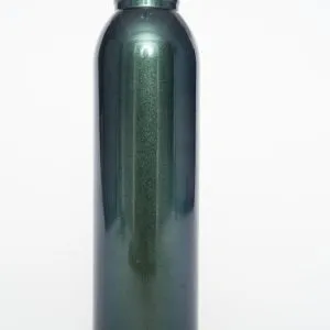 Introducing the Stainless Steel Tumbler - Choose Your Color: a sleek, metallic green water bottle featuring a silver screw-on cap. This stylish tumbler boasts a slightly reflective surface and stands upright against a plain white background, radiating modern elegance.