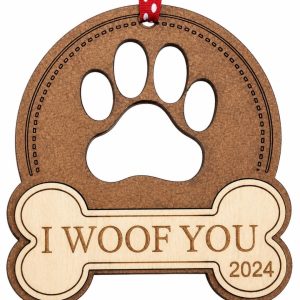 Pawprint I WOOF YOU Ornament with Current Year