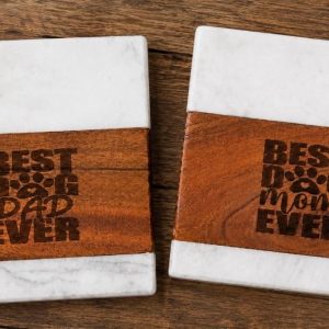 Pair of Best Dog Dad Ever & Dog Mom Ever Square Coasters