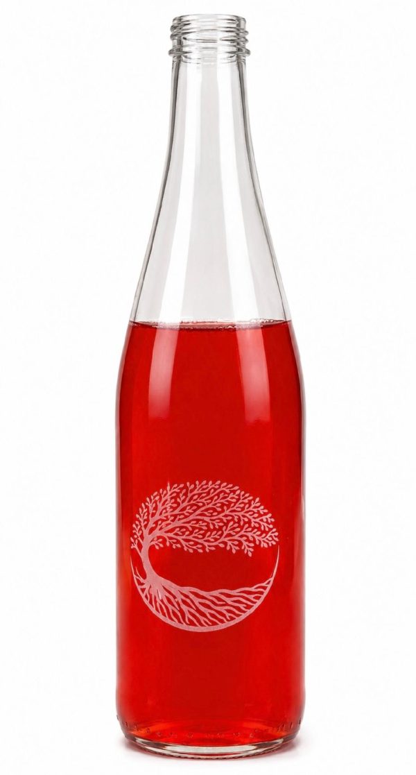 12oz personalized glass bottle with custom laser etched logo and gold lid