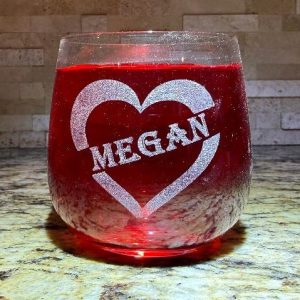 Personalized Juice/Rocks Glass with Heart Design