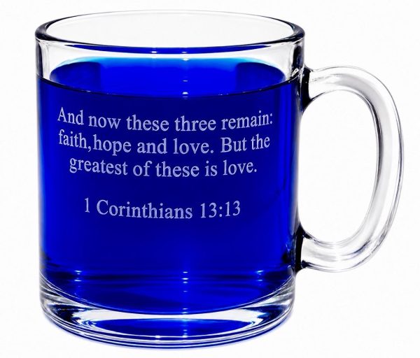 Personalized clear glass coffee mug. Perfect to add to a gift basket.