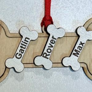 Dog Bone Ornament - Add Pawprints & Bones