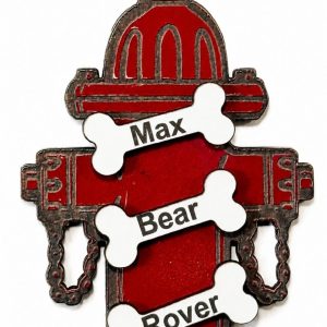 Personalized fire hydrant ornament for dogs with custom engraved name bones