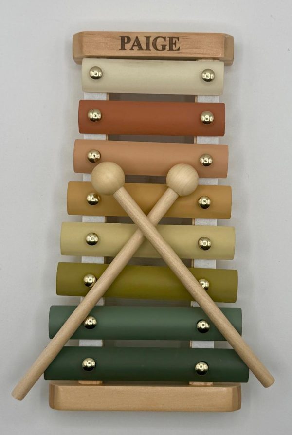 Personalized wooden xylophone for kids with child's name engraved on the top