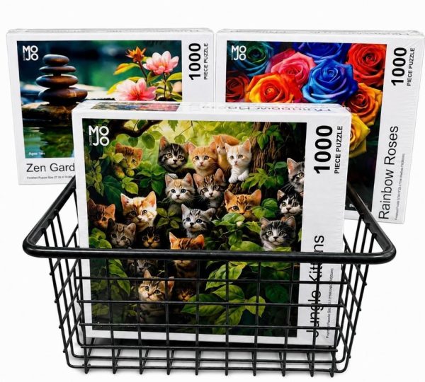 Puzzle Activity Gift Basket with 3 - 1000 piece puzzles