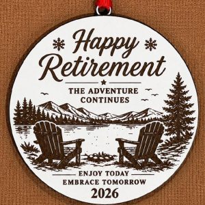 Happy Retirement The Adventure Continues Ornament – Enjoy Today Embrace Tomorrow