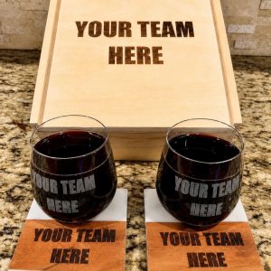 5-Piece Personalized Sports Team Gift Set – Custom Box, Glasses & Coasters