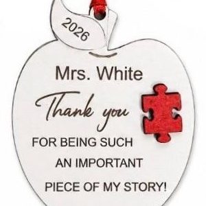 Custom Personalized Teacher Apple Ornament – Apple with Teacher Name & Year