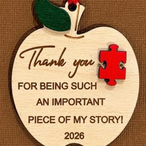 Custom Teacher Apple Ornament – Important Piece of My Story Gift