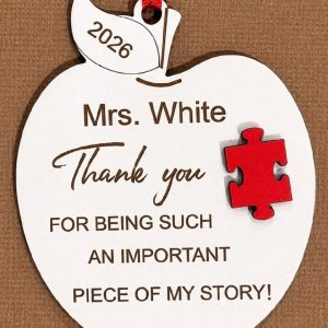 Custom Personalized Teacher Apple Ornament – Apple with Teacher Name & Year