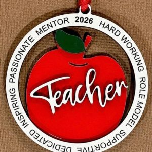 Red Apple Teacher Appreciation Ornament – Words of Inspiration Gift