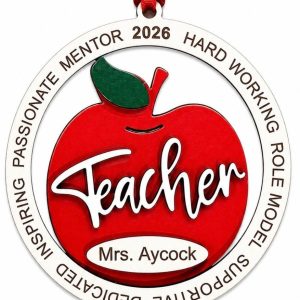 Personalized Teacher Ornament Red Apple