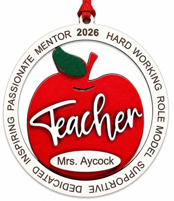 Personalized Teacher Ornament Red Apple